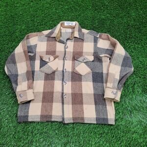 Vintage 60s L.L.-Bean Flannel Button Shirt Large 22x25 Plaid